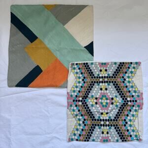 Set of 2 West Elm Embroidered Pillow covers, EUC, 20x20 and 18x18